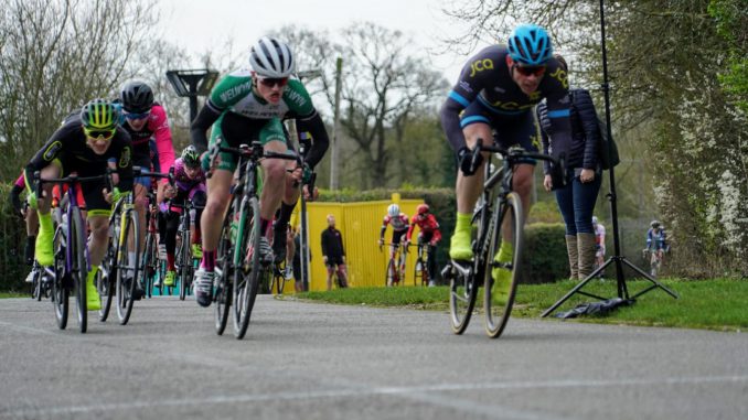 Archie sprinting for the finish at Milton Keynes